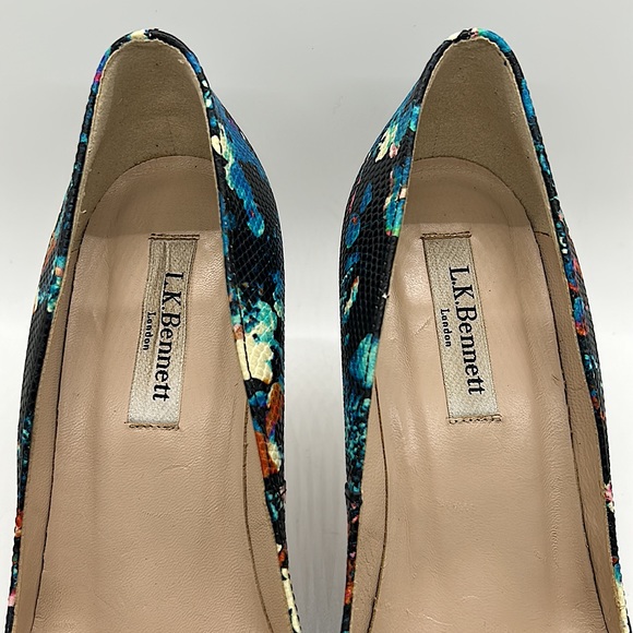 LK Bennett Floral Snake Skin Texture Leather Stiletto Heels Shoes *Sz 37/Sz 6* - Picture 4 of 10